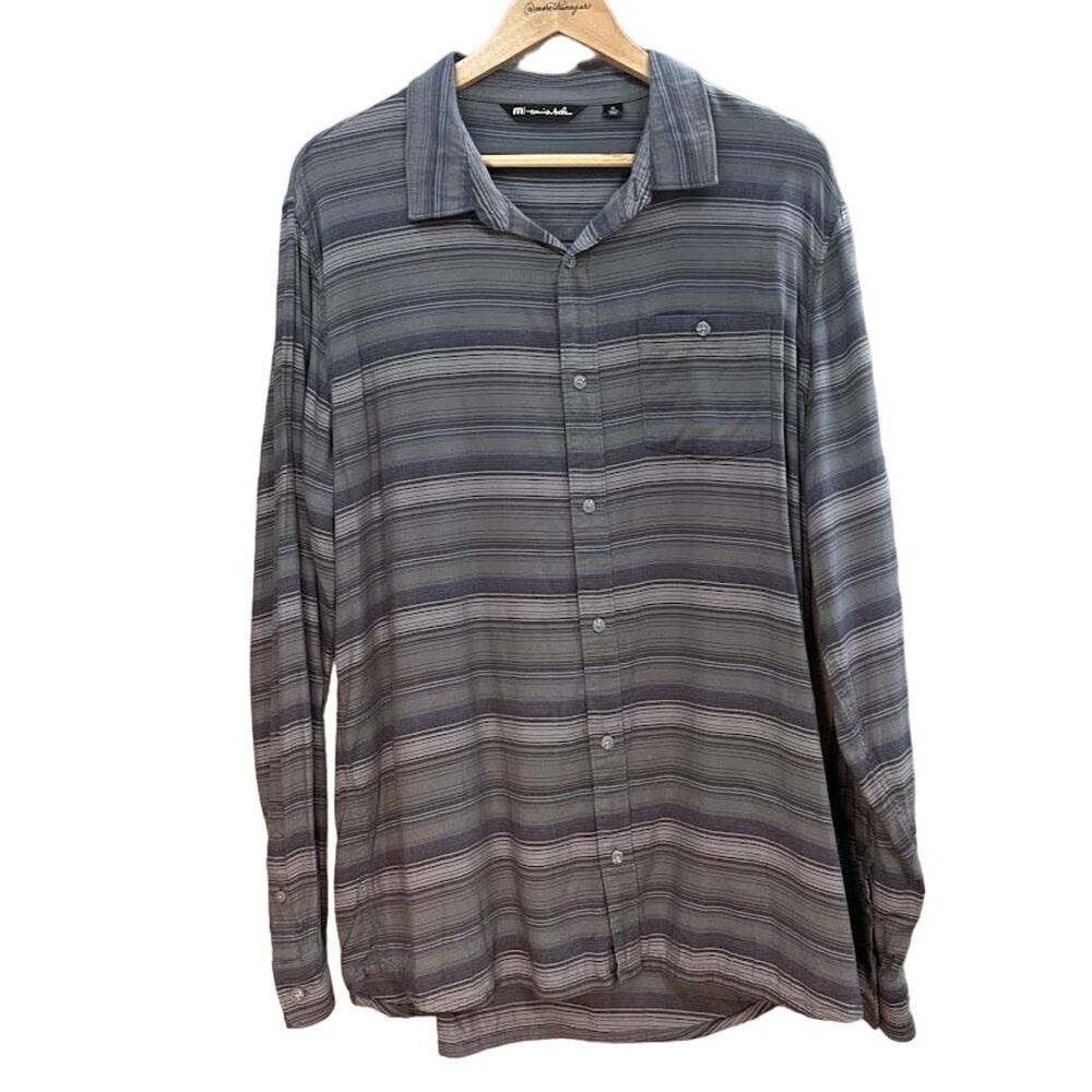 Travis Mathew Striped Button Long Sleeve Shirt Size XLarge